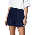 thumbnail image 2 of Antinious Women Solid High Waist Sequin Casual Fashion Breathable Shorts, 2 of 5