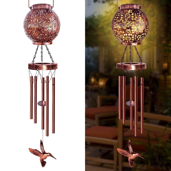 Scidweet Wind Chimes for Outdoors, 38" Hummingbird Solar Lantern Wind Chime Mother's Day Memorial Gifts for Home Yard Patio Garden Outside Decor