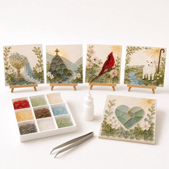Sea Glass Mosaic Art Kit for Adults - DIY Seaglass Craft Set (5 Designs,Sold individually)