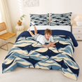 thumbnail image 3 of Feelyou Wave Ocean Fish Full Size Comforter Sets for Boys Girls, Tropical Beach Underwater Bedding Sets, Navy Beige, Blue Reversible, 3 Pieces, 3 of 6