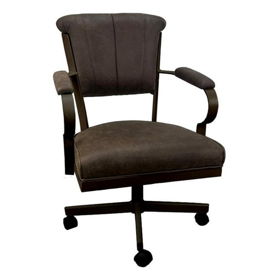 Tobias Designs Swivel Fabric & Metal Caster Dining Chair in Whiskey/Brown