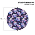 thumbnail image 2 of Honeii cool flower Skull print Leather Coaster Set of 4, ideal for safeguarding your furniture from drinks spills and effortless cleanup-Round Shape, 2 of 6