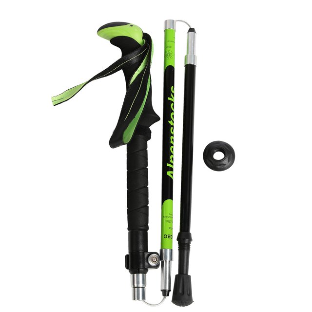 Bastones de senderismo plegables de 5 secciones Bastón de fibra de carbono antigolpes (hombre verde)