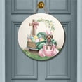 thumbnail image 2 of Easter Egg Wirehaired Pointing Griffon Bunny Ear Welcome Spring Truck Round Wood Sign Dog Lover Hanging Wall Home Decor - 12002, 2 of 5