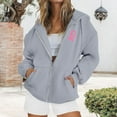 thumbnail image 2 of YEJIMAN Sweatshirt for Women Breast Cancer Awareness Hoodies Ribbon Graphic Full Zip Up Oversized Fleece Jackets Clothes Zip Up Hoodie, 2 of 7