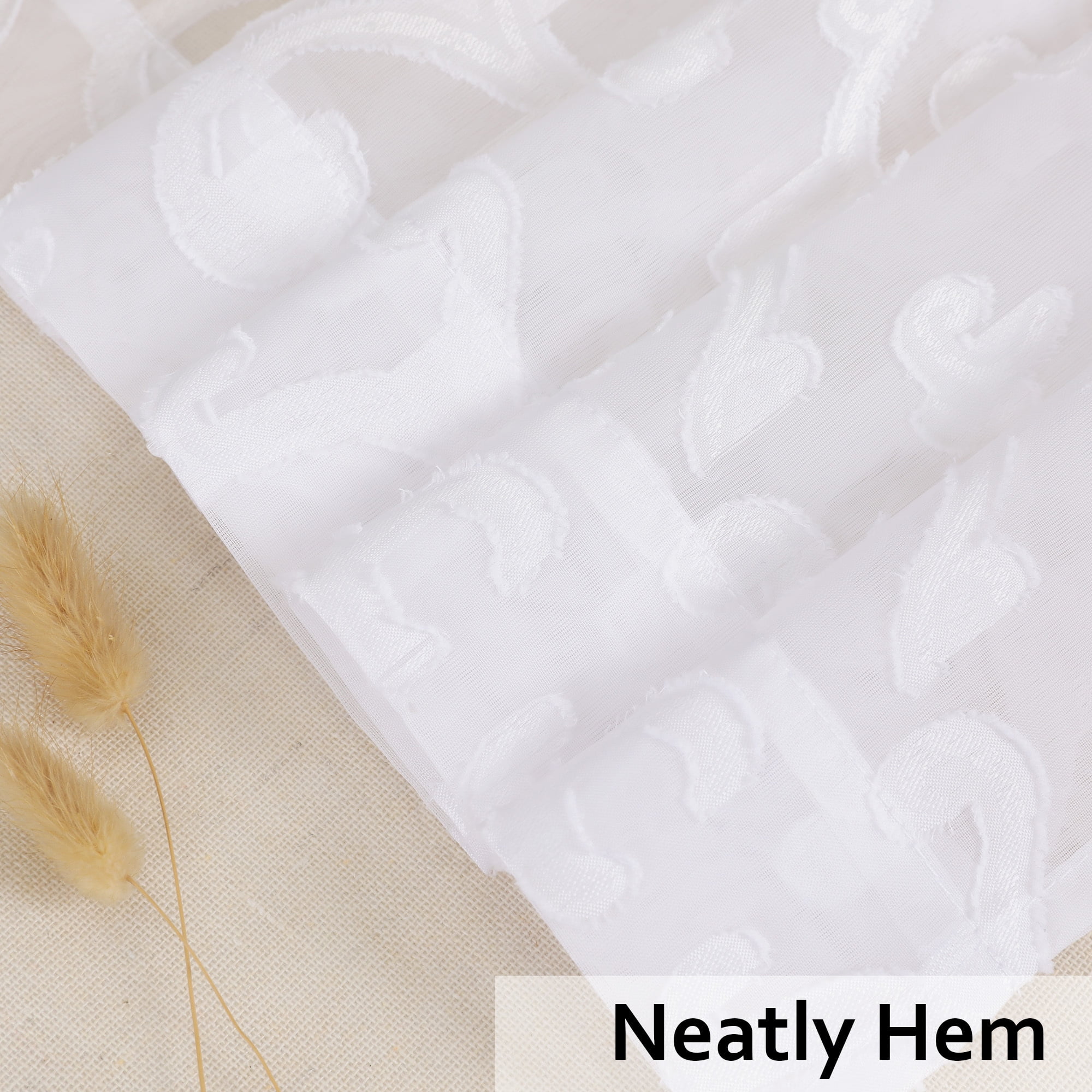 OVZME White Kitchen Curtains, 42"W x 14"L, 2 Panels, Light Filtering for Nursery, Living Room  (图5)