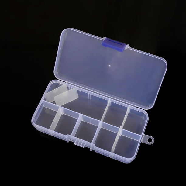 Caja de almacenamiento de escritorio con 10, 15 y 24 botones transparentes para accesorios de pesca, joyería y cosméticos