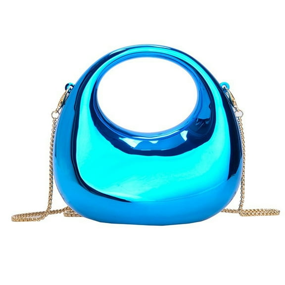 Women's Chain Crossbody Bag Small Purse Acrylic Metallic Luster Half Moon Party Banquet Women's Bag Luxury Handbag