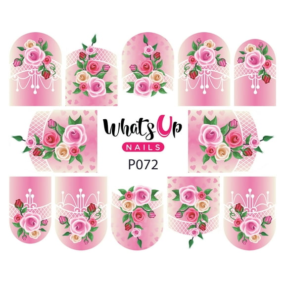 Whats Up Nails P072 Roses of Temptation Water Decal Sliders for Nail Art Design