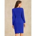 thumbnail image 3 of DARING DIVA Boat Neck Ruched Split Sheath Dress S Royal Blue, 3 of 6