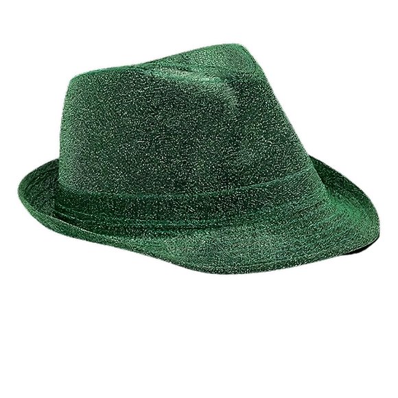 Sombrero Fedora Blinkee, acabado brillante, tela verde suave