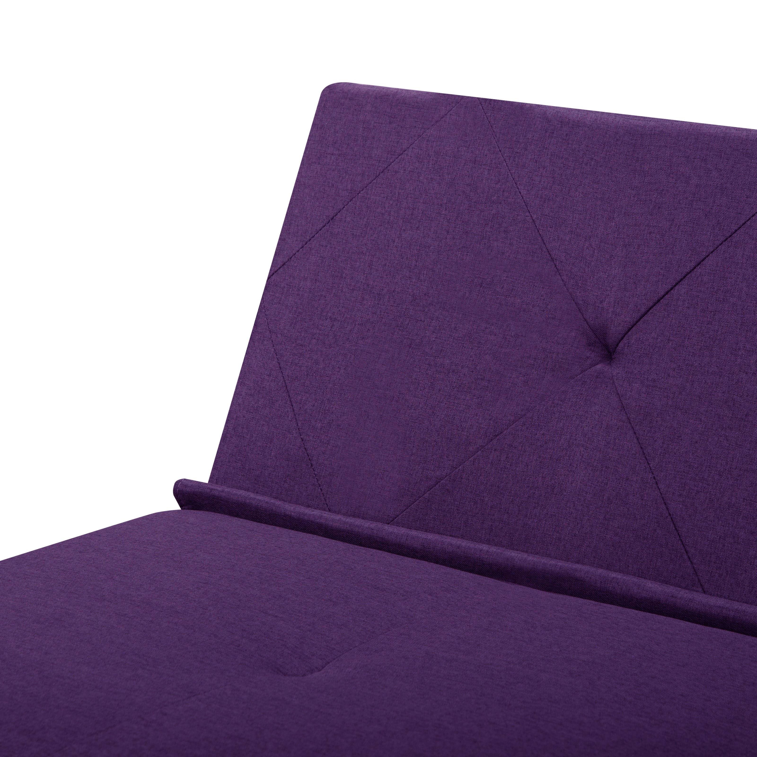 BSHTI 63.39” Futon Sofa Bed, 5 Adjustable Positions, Iron Frame with Black, Polyester Fabric, Convertible Sleeper for Living Room Office, Small Spaces,Purple