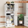 thumbnail image 7 of Lafnest  Farmhouse Kitchen Pantry with LED Lights & Power Strip,68" Tall Cabinet with Microwave Stand,Barn Doors & Drawers for Dining Room,White, 7 of 7