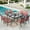 Black & Red, variant on MF Studio 9-Piece Outdoor Patio Dining Set with Large Square Steel Table & Textilene Chairs for 8-Person, Steel Frame, Black & Brown