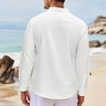 thumbnail image 5 of Manxivoo Mens Shirts Men's Casual Shirts Band Collar Long Sleeve Beach Hippie T Shirts Fashion Striped Shirts Mens Dress Shirts White M, 5 of 7