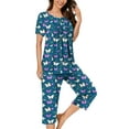 thumbnail image 2 of Ruimatai Women Casual Loose Short Sleeve Pajama Set with Pockets, Stylish Button Down Blouse & Comfortable Pants, 100% Polyester, Spring Summer Outfit, 2 of 5