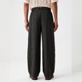 thumbnail image 6 of COMVALUE Men's Summer Pleated Linen Wide Leg Pants Loose Fit Draped Retro Casual Trousers (Black, S), 6 of 7