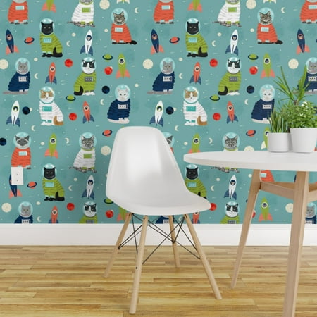 Removable Water-Activated Wallpaper Space Cats Kitty Aerospace Astronaut (Best Hello Kitty Wallpaper)