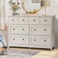 thumbnail image 3 of Magic Union Wide 8 Drawer Dresser, 47" White Long Dresser TV Stand with Black Metal Knob and 8 Storage Drawers, Wood Chest of Drawer Organizer Cabinet for Bedroom, Hallway, Living Room, 3 of 8