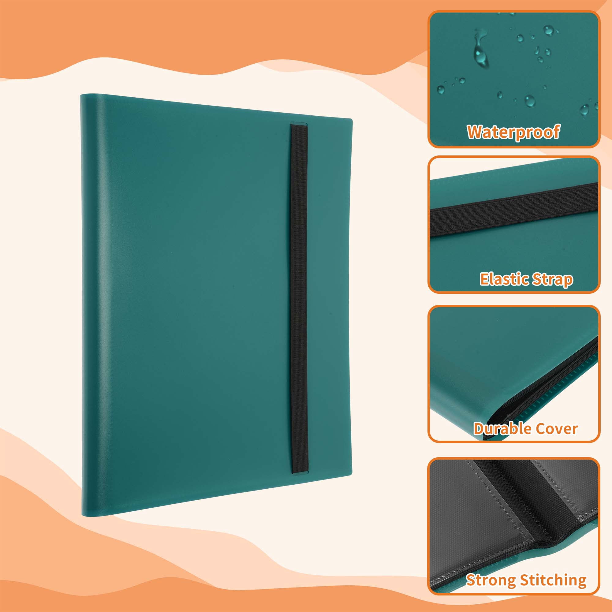 Unique Bargains Card Binder with 9 Pockets and 20 Pages ["Peacock Green"]