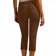 thumbnail image 4 of SYMOID Womens Boho Pants Lace Trim High Waisted Drawstring Straight Leg Casual with Pockets Lightweight Summer Cropped Brown S-XXL,Size M, 4 of 8