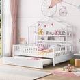thumbnail image 2 of Euroco Wood Full Size House Bed with Trundle, Platform Bed with Bookshelf, White, 2 of 12