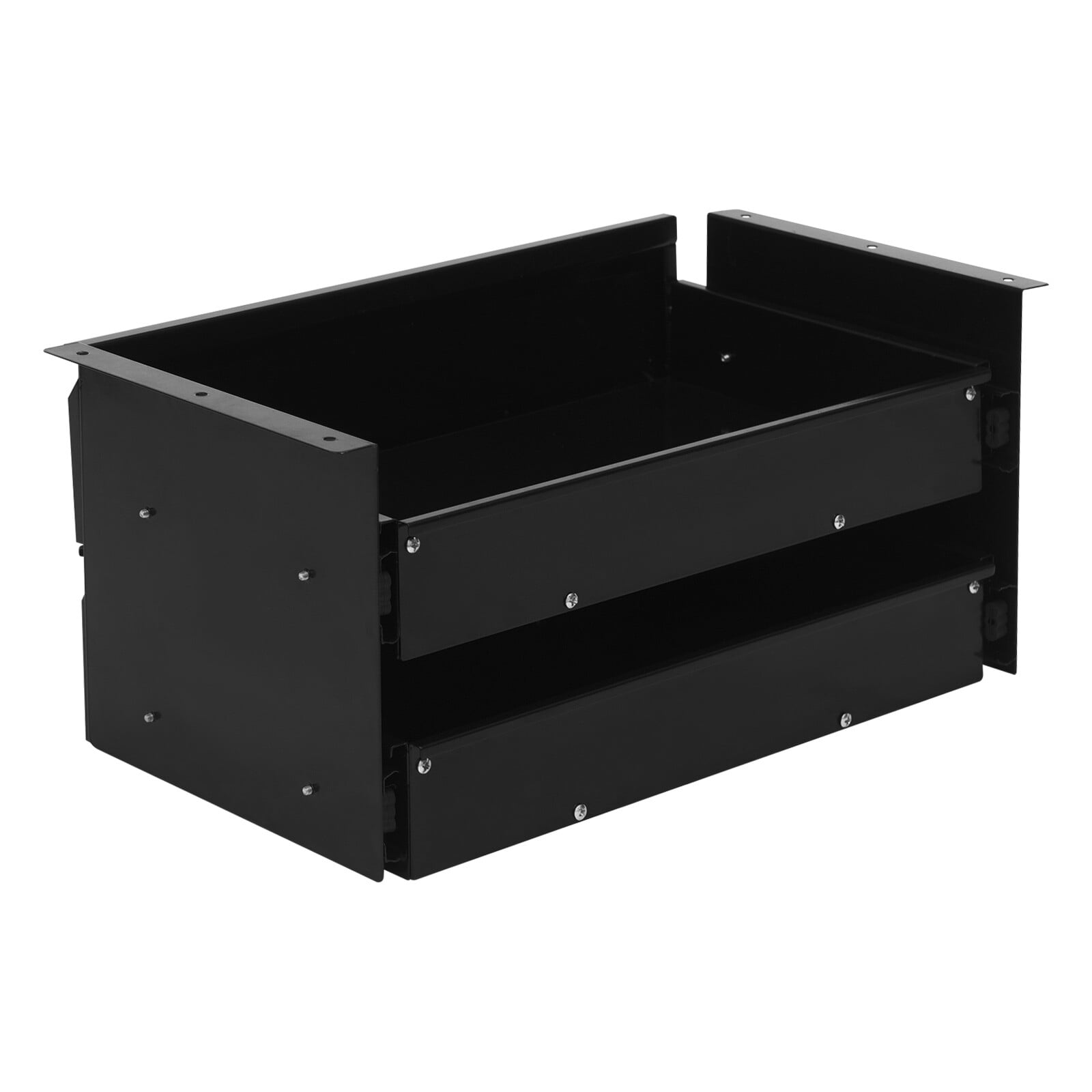 2-Tier Under Desk Sliding Drawer Organizer, Black Steel Pull-Out Storage Tray for Office Study, 6.6LB Capacity