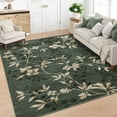 thumbnail image 2 of Garvee 9'x12' Modern Area Rug Washable Floral Accent Carpet with Non-Slip Backing, Stain-Resistant Soft Rugs Low Pile Floor Mats, Botanical Print Rug for Living Room, Bedroom, Dining Room, Green, 2 of 9