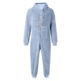 thumbnail image 6 of Weebloom Christmas Kids Hooded Onesie Pajamas Flannel Cozy Fleece Snowflake Print Jumpsuit Romper Winter Holiday Outfit Soft Pjs Loungewear For Boys Girls Blue 9-10 Years, 6 of 6