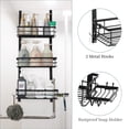 thumbnail image 3 of Stainless Steel Bath Shower Over Door Caddy, Hanging Storage Organizer 3-Tier Rack with 2 Hooks and 3 Baskets - Holder for Soap, Shampoo, Loofah, Body Wash, Omni Collection, Matte Black, 3 of 5