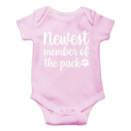 

Newest Member of the Pack - Funny Cute Infant Creeper One-Piece Baby Bodysuit (Pink Newborn)