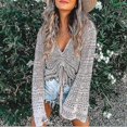 thumbnail image 1 of Women's Pullover Sweater Pullover Jumper Jumper Crochet Knit Cropped Knitted Hole Pure Color V Neck Stylish Casual Holiday Going Out Spring Summer Whi, 1 of 3