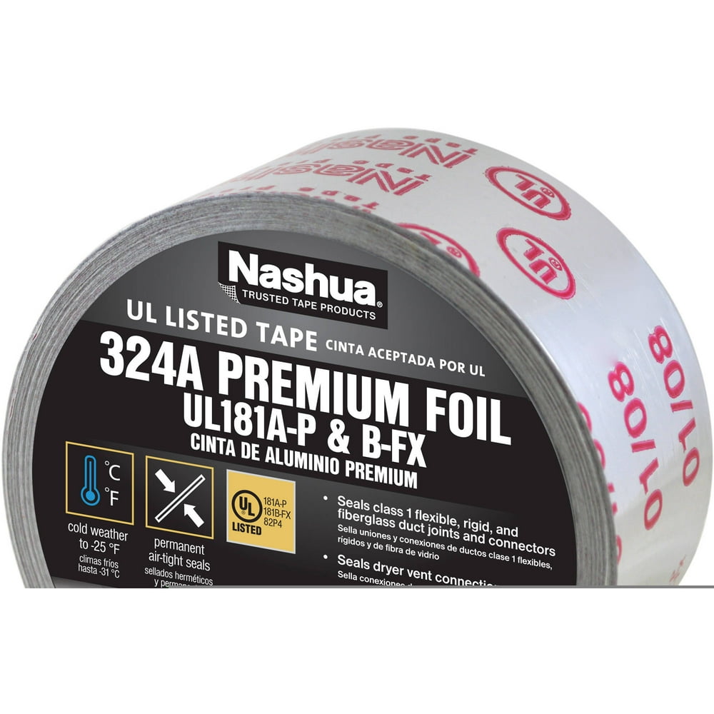 Nashua Premium Foil Tape, 2.5" x 60 yd, UL Listed