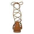 thumbnail image 4 of FSJ Women Open Toe Lace up Gladiator Sandals Woven Strappy Ankle Wrap Flats Summer Beach Outdoor Shoes Size 15 Sienna, 4 of 5