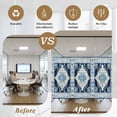 thumbnail image 5 of Vintage Ethnic Window Privacy Film, Boho Tribes Modern Blue Middle Century Static Cling UV Sun Blocking Heat Control Window Tint Day and Night,Non-Adhesive One Way Windows Privacy Cover 17.7''x78.7'', 5 of 7