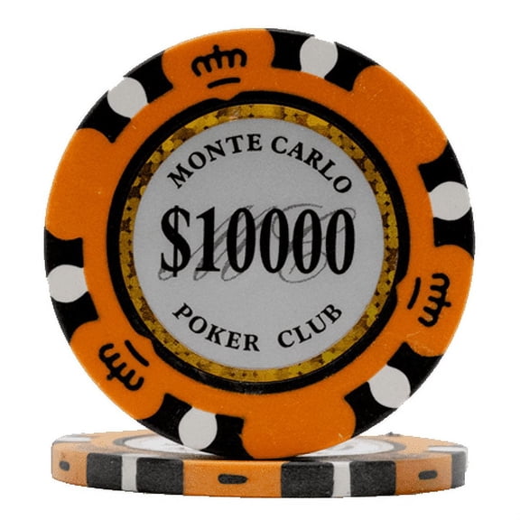 DA VINCI 14 Gram Clay Monte Carlo Poker Club Poker Chips Pack of 50 Orange Chips