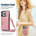 thumbnail image 2 of Nalacover Wallet Crossbody for iPhone 14 Pro Max Phone Case with Lanyard Strap Credit Card Holder 6.7", PU Leather Protective Handbag Purse Kickstand Bling Diamond Cover Women Girl, Pink, 2 of 13