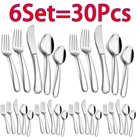 

Skycarper Flatware 6Set for 30pcs Stainless Steel Flatware Set Kitchen Dinnerware Set Flatware Set for Home and Restaurant Includes Fork Spoons Set Dishwasher Safe mothers day gifts
