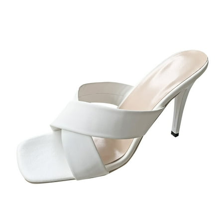 

nsendm Women High Heel Sandals Lace-up Women s Casual High Sandals Heels Fashion Womens High Heel Boots Size 6 White 9.5