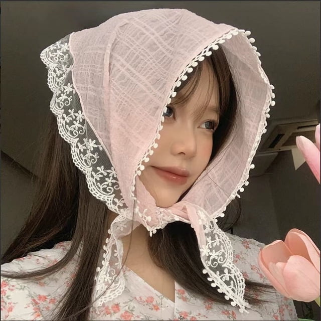 Nvzi Bufanda elegante personalizada, bufanda triangular, diadema fina y transpirable, diadema de estilo campestre (rosa claro)