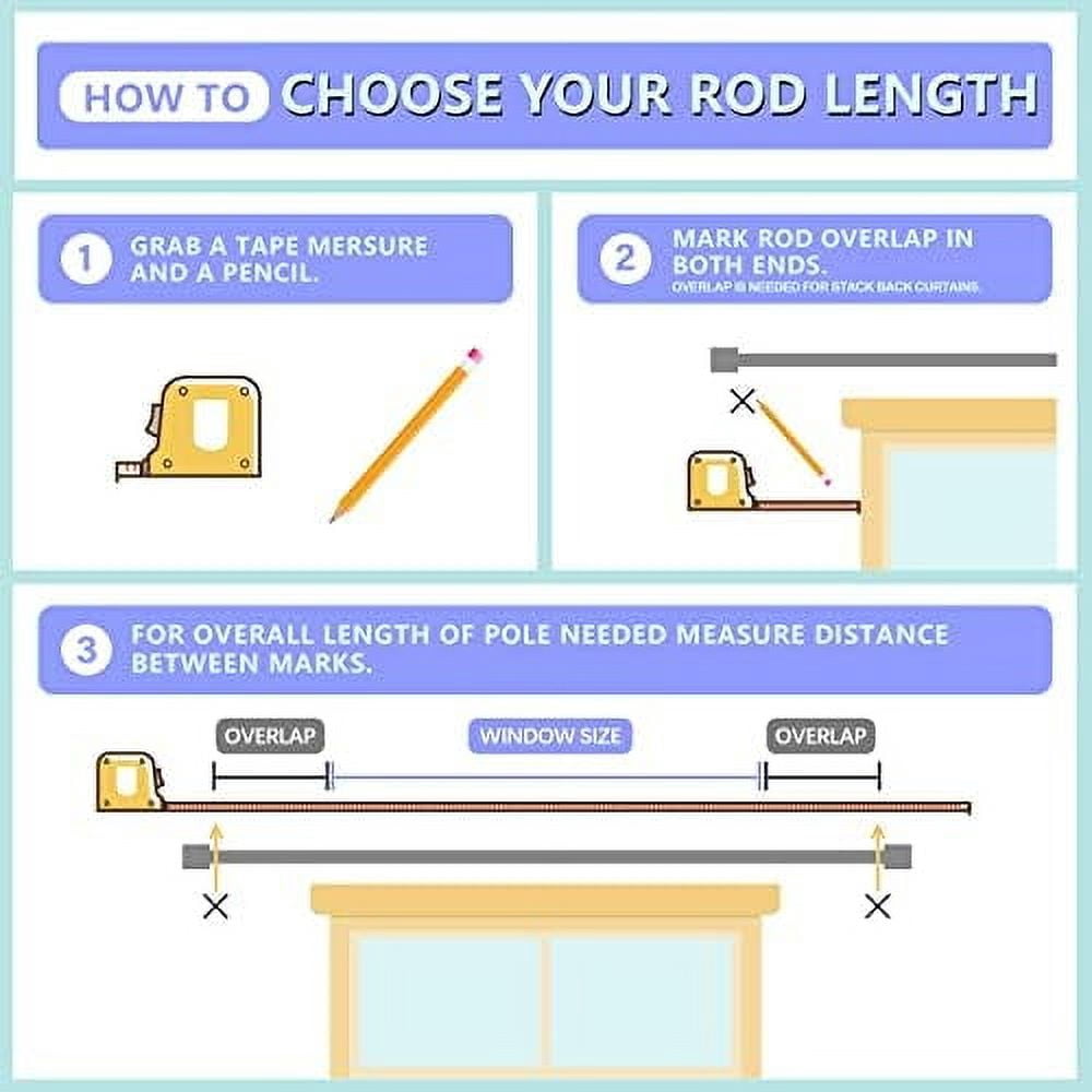 Curtain Rods for Windows 16 to 200 Inches Adjustable Length 1 Inch Diameter Window Curtain Rod with Aluminium Finials, Warm Gold