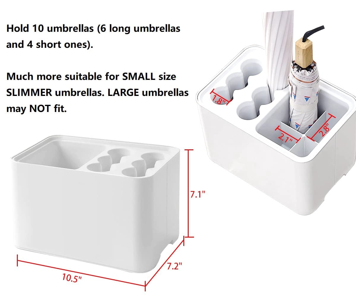 10 Hole Umbrella Rack Stand Holder With Drip Tray Space Saver Organizer Fits Entryway Corner Home Office Decor  Hold 10 (white)