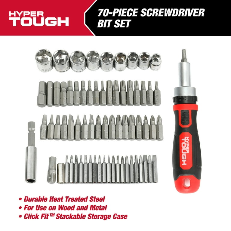 Hyper Tough 70 Piece Socket and Bit Set in Click Fit Case 42035CF