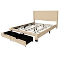 thumbnail image 3 of Queen Size Beige Bed With Corduroy Decoration And Wing Flair - No Box Spring, Cozy Velvet, Platform Enhancement Detail Luxury Strong Bedroom Facility, 3 of 6