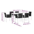 thumbnail image 4 of vidaXL 7 Piece Garden Dining Set with Cushions Black Poly Rattan and Steel, 4 of 5
