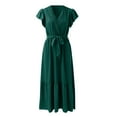 Daznico Womens Dresses, Women Summer Bohemian Casual Wrap V Neck Ruffle Cap Sleeveless Belt A