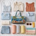 thumbnail image 4 of Quilted Embroidered Travel Duffel Bag 16x8x8 Inch, Compact Overnight Bag with Padded Handles, Gym Yoga Tote, Vacation Carry-On Bag, 4 of 8