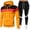 Yellow, variant on Turilly Mens Outfits 2 Piece Colorblock Full Zip Hoodie Joggers Set Tri Color Fleece Tracksuit With White Detail Pants