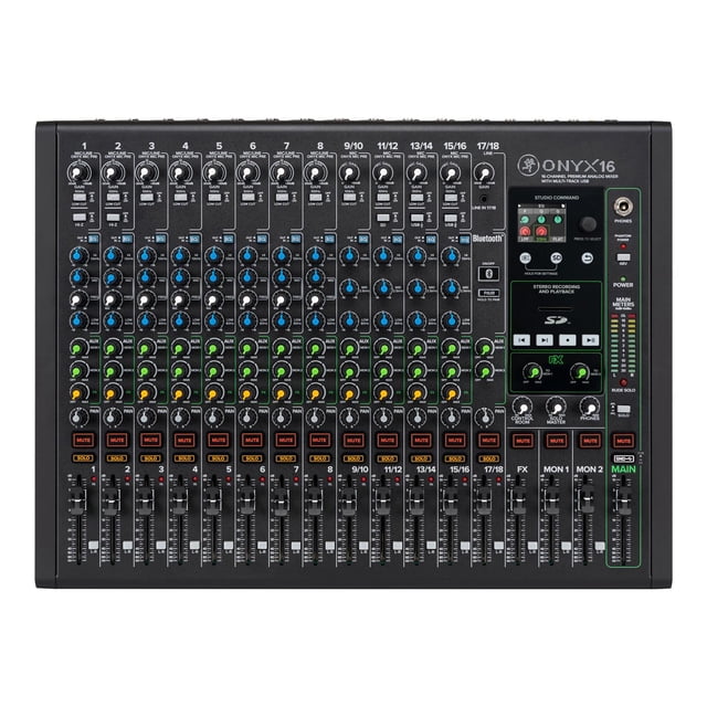 Mezcladora Análoga 16 Canales MACKIE Onyx16 con Multi-Track USB
