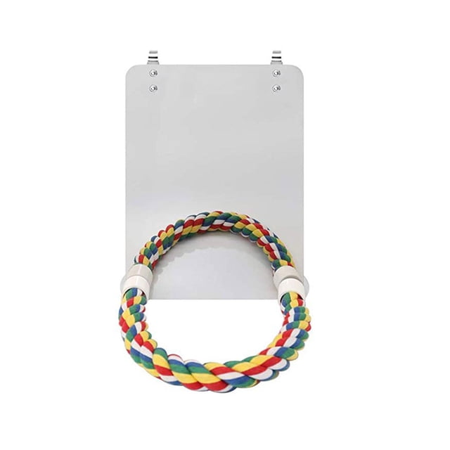 Percha para pájaros, juguetes para pájaros, accesorios únicos para interiores para mascotas, juguetes para masticar, juguetes con espejo para S